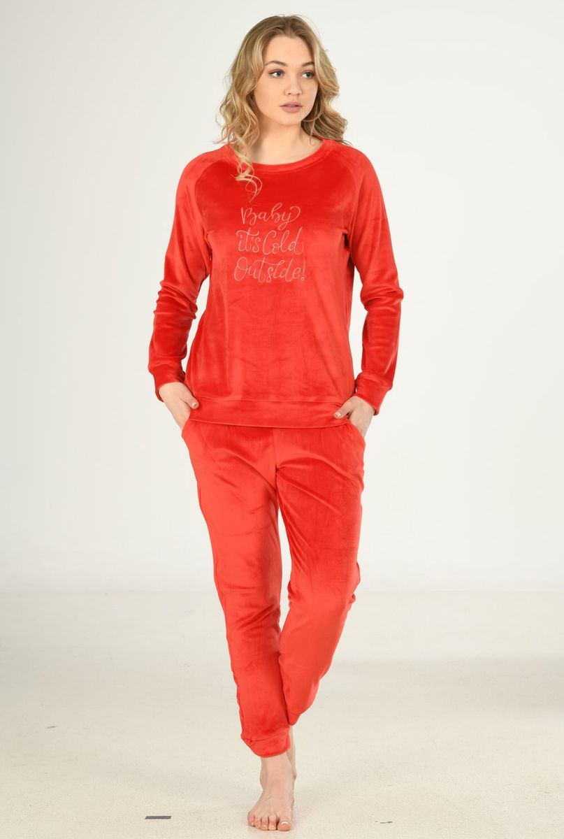 Женская бархатная пижама Jiber 3931 красный Женская бархатная пижама Jiber 3931 красный из 4