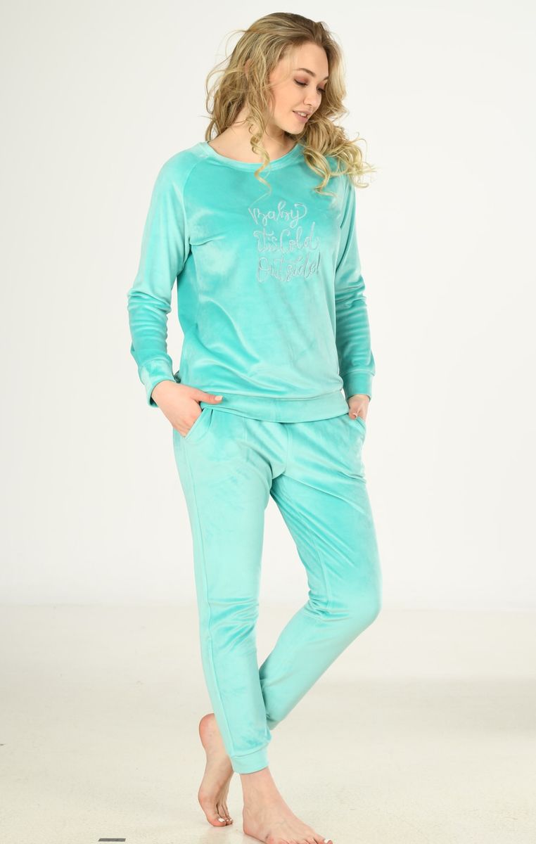 Женская бархатная пижама Jiber 3931 зеленый Женская бархатная пижама Jiber 3931 зеленый из 3